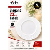 SMARTPACK Elegant Tabak 23 cm 6'lı Sert Plastik Beyaz Renk