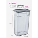 Smartware 12'Li Set Skali Dikdörtgen Saklama Kabı Antrasit 3500 Ml