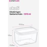 Smartware 12'Li Set Skali Dikdörtgen Saklama Kabı Beyaz 1210 Ml