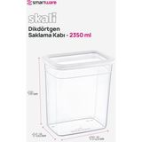 Smartware 12'Li Set Skali Dikdörtgen Saklama Kabı Beyaz 2350 Ml