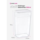 Smartware 12'Li Set Skali Dikdörtgen Saklama Kabı Beyaz 3500 Ml