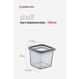 Smartware 12'Li Set Skali Kare Saklama Kabı Antrasit 740 Ml