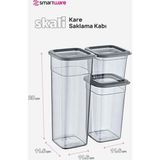 Smartware 2'li Set Skali Kare Saklama Kabı Antrasit (2'şer Adet 740 Ml, 1440 Ml, 2350 Ml)
