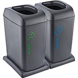 Smartware 2'Li Set Soft Tekerlekli Cam-Kağıt Geri Dönüşüm Kutusu 40 LT - Siyah