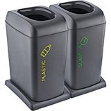 Smartware 2'Li Set Soft Tekerlekli Cam-Plastik Geri Dönüşüm Kutusu 40 LT - Siyah
