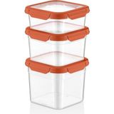 Smartware 3'lü Set Loxo Sızdırmaz Saklama Kabı 700 -1000-1500 ml - 1 lt - Turuncu
