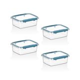 Smartware 4'lü Set Press - Lock Saklama Kabı 360 ml - Mavi