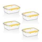 Smartware 4'lü Set Press - Lock Saklama Kabı 820 ml - Sarı