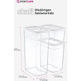 Smartware 4'lü Set Skali Dikdörtgen Saklama Kabı Beyaz (4'şer Adet 1210 Ml, 2350 Ml, 3500 Ml)
