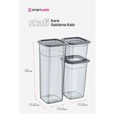 Smartware 4'lü Set Skali Kare Saklama Kabı Antrasit (4'şer Adet 740 Ml, 1440 Ml, 2350 Ml)
