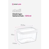 Smartware 6'Lı Set Skali Dikdörtgen Saklama Kabı Beyaz 1210 Ml