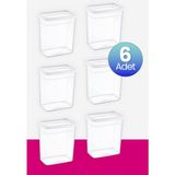Smartware 6'Lı Set Skali Dikdörtgen Saklama Kabı Beyaz 2350 Ml
