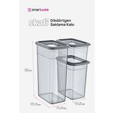 Smartware 8'li Set Skali Dikdörtgen Saklama Kabı Antrasit (8'şer Adet 1210 Ml, 2350 Ml, 3500 Ml)