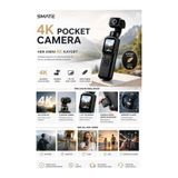 Smate 4K Pocket Camera Profesyonel Vlog Kamerası | Gimbal Özellikli Titreşim Önleyici | Otomatik Dönüş ve Yüz Takibi