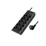 SMAYLING 10’lu Akım Korumalı Priz 3680W | 3 USB-A + 1 USB-C Girişli Çoklu Grup Priz | Anahtarlı 2 Metre Uzatma Kablosu | Çocuk Korumalı Çoklu Priz Siyah