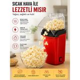 Smayling 1200W Sıcak Hava Patlamış Mısır Makinesi Yağsız Popcorn Mısır Patlatma Makinesi Ölçü Kaplı - Kırmızı