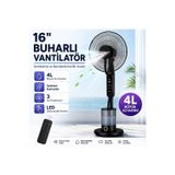 Smayling 16 İnç Buharlı Vantilatör, 4L Su Hazneli Ayaklı Fan, Uzaktan Kumandalı, Led Ekranlı, 3 Hız Kademeli, 3 Modlu, Nemlendirici Özellikli, Salınımlı Sessiz Vantilatör
