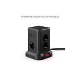 SMAYLİNG 3 USB-A + 1 Type-C Çıkışlı Kule Tipi Akım Korumalı Çoklu Priz – Tek Tuş Kontrol, Kompakt Masaüstü