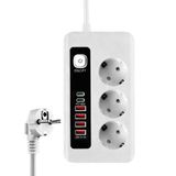 SMAYLİNG 3500W Akım Korumalı Çoklu Priz - 3 Priz Girişi, 2 Type-C + 4 USB Port, PD 18W Hızlı Şarj, Açma/Kapama Anahtarı, 2 Metre Kablolu Uzatma Prizi
