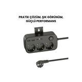 SMAYLİNG 3’lü Akım Korumalı Priz | 2 USB + 2 Type-C Anahtarlı ve Duvara Monte Edilebilir Uzatma Kablosu