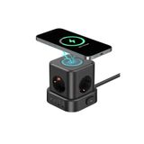 SMAYLİNG 4'lü Priz Küp Çoklayıcı 2 USB 2 Type-C 5W Kablosuz Şarjlı 2 Metre Kablolu Akım Korumalı Priz