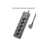 SMAYLİNG 5 Priz + 4 USB (2 Type-C) Akım Korumalı Anahtarlı Uzatma Kablosu – 2 Metre