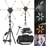 Smayling 6 Kanatlı Katlanabilir LED Işık – 3200K-5600K Renk Ayarı, Tripod ve Taşıma Çantası Dahil -2.10 cm Tripod Ayak Canlı Yayın Çekim Işığı - Siyah