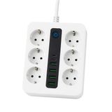 SMAYLİNG 6 Priz + 4 USB Çıkışlı Akıllı Çoklu Priz - Aç/Kapa Anahtarlı, Hızlı Şarj Destekli, 3680 Watt, Ev & Ofis Kullanımı