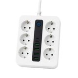 SMAYLİNG 6 Priz + 4 USB Çıkışlı Akıllı Çoklu Priz - Aç/Kapa Anahtarlı, Hızlı Şarj Destekli, 3680 Watt, Ev & Ofis Kullanımı