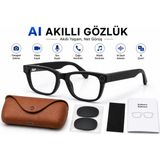 Smayling Aı Akıllı Gözlük Kameralı Bluetooth Gözlük – Fotoğraf Video Çekimi, Sesli Asistan, Çeviri, Arama ve Müzik Kontrollü - Siyah