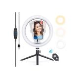 SMAYLİNG Bluetooth Kumandalı 10 İnç LED Tripodlu Makyaj ve Video Işığı Telefon Tutucu + Uzaktan Kumanda Işığı