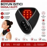 Smayling Graphene Isı Teknolojili Boyun Isıtıcı Masaj Aleti 5 Kademeli Isı Ayarı 3 Kademeli Titreşim USB Şarjlı Kablosuz Boyun Destekleyici - Siyah