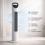 Smayling Kule Tipi Vantilatör | 3 Kademe Hız, 7.5 Saat Zamanlayıcı, Uzaktan Kumandalı, Sessiz Çalışma, Salınımlı Fan, 45W - Beyaz