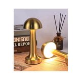 SMAYLİNG Mantar Masa Lambası Retro Gold Altın Renkli TYPC-E Şarjlı Dekoratif Dokunmatik Masa Lambası