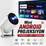 Smayling Mini Android 11 Projeksiyon Cihazı Hd 1280X720, Wifi 2.4g/5g, HDMI USB Destekli Taşınabilir Ev Sinema Projeksiyon - Beyaz