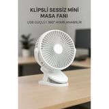SMAYLİNG Şarj Edilebilir Mandallı Mini Vantilatör – 3 Kademeli Sessiz Masa Fanı