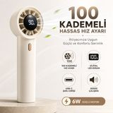 Smayling Taşınabilir El Vantilatörü, Dijital Ekranlı Mini Fan, 100 Kademeli Hız Ayarlı, Usb-C Şarjlı, 6W Güçlü Motorlu, Sessiz ve Kompakt Tasarım, Seyahat ve Günlük Kullanım Için - Krem