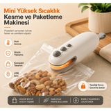 Smayling Taşınabilir Mini Poşet Kapatma ve Kesme Makinesi 2'si 1 Arada Type-C Şarjlı Isı ile Paketleme Cihazı - Bej