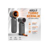 SMAYLİNG Taşınabilir Turbo El Vantilatörü, 8000 mAh Şarjlı Mini Fan, Dijital Ekranlı, 5 Kademeli Hız Ayarlı, Dahili Type-C Kablolu, Powerbank Özellikli, Seyahat ve Ofis İçin