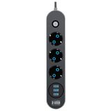 SMAYLİNG Termal Akım Korumalı 3lü Priz 3usb, 2mt Kablo Aç Kapa Anahtar 2500 Watt