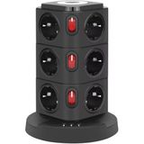 SMAYLİNG Tower Tipi Akım Korumalı Priz - 12 Prizli ve 4 USB Girişli, Bireysel Anahtarlı, Kısa Devre Koruma, Masa Üstü Dikey Tasarım - Ev ve Ofis İçin Düzenli Çözüm
