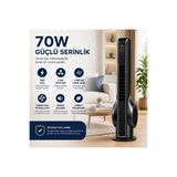 SMAYLİNG Turbo Akıllı Fan 70W Uzaktan Kumandalı Kule Vantilatör, Aromaterapi Özellikli, Dokunmatik LED Ekranlı, 3 Hız Kademeli, 3 Modlu, 12 Saat Zamanlayıcılı, Sessiz Çalışma, Salınımlı Fan