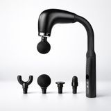 SMAYLING Uzatmalı Masaj Tabancası – 120° Kavisli Uzun Saplı, 9 Kademeli Hız Ayarlı – 4 Başlıklı Derin Doku Masaj Aleti – USB Type-C Şarjlı, Kablosuz – Boyun, Sırt, Bel ve Bacak İçin