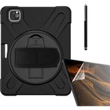 Smcase Apple iPad Pro 11 2020 2.nesil Uyumlu Kılıf Defender Tablet Tank Koruma Standlı DF22 + Nano + Kalem Siyah
