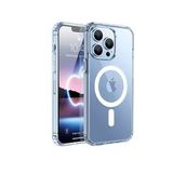 Smcase iPhone 13 Pro Kılıf Manyetik Kristal Wiriless Destekli Sert Kapak Silikon Wiriless Şarj Aleti