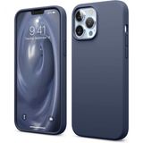 Smcase iPhone 13 Pro Max Liquid Lansman Wiriless Destekli Silikon Wirirless Şarj Aleti Lacivert Cep Telefonu Kılıfı