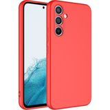 Smcase Samsung Galaxy A54 Kılıf Mara Lansman Silikon Mat Soft Içi Süet Kırmızı