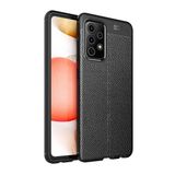 Smcase Samsung Galaxy A72 Deri Dokulu Silikon Tam Kapatan Kırmızı Cep Telefonu Kılıfı