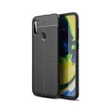 Smcase Samsung Galaxy M11 Deri Dokulu Silikon Nano Siyah Cep Telefonu Kılıfı
