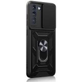 Smcase Samsung Galaxy S21 Fe Kılıf Kamera Korumalı Yüzüklü Tank Pars Silikonnano Ekran Koruyucu